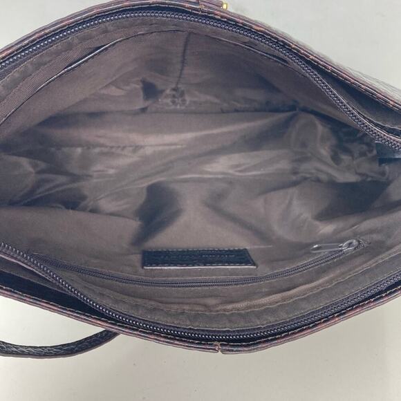 ETIENNE AIGNER Leather Shoulder Bag Croc Embossed in Chocolate - Picture 12 of 14